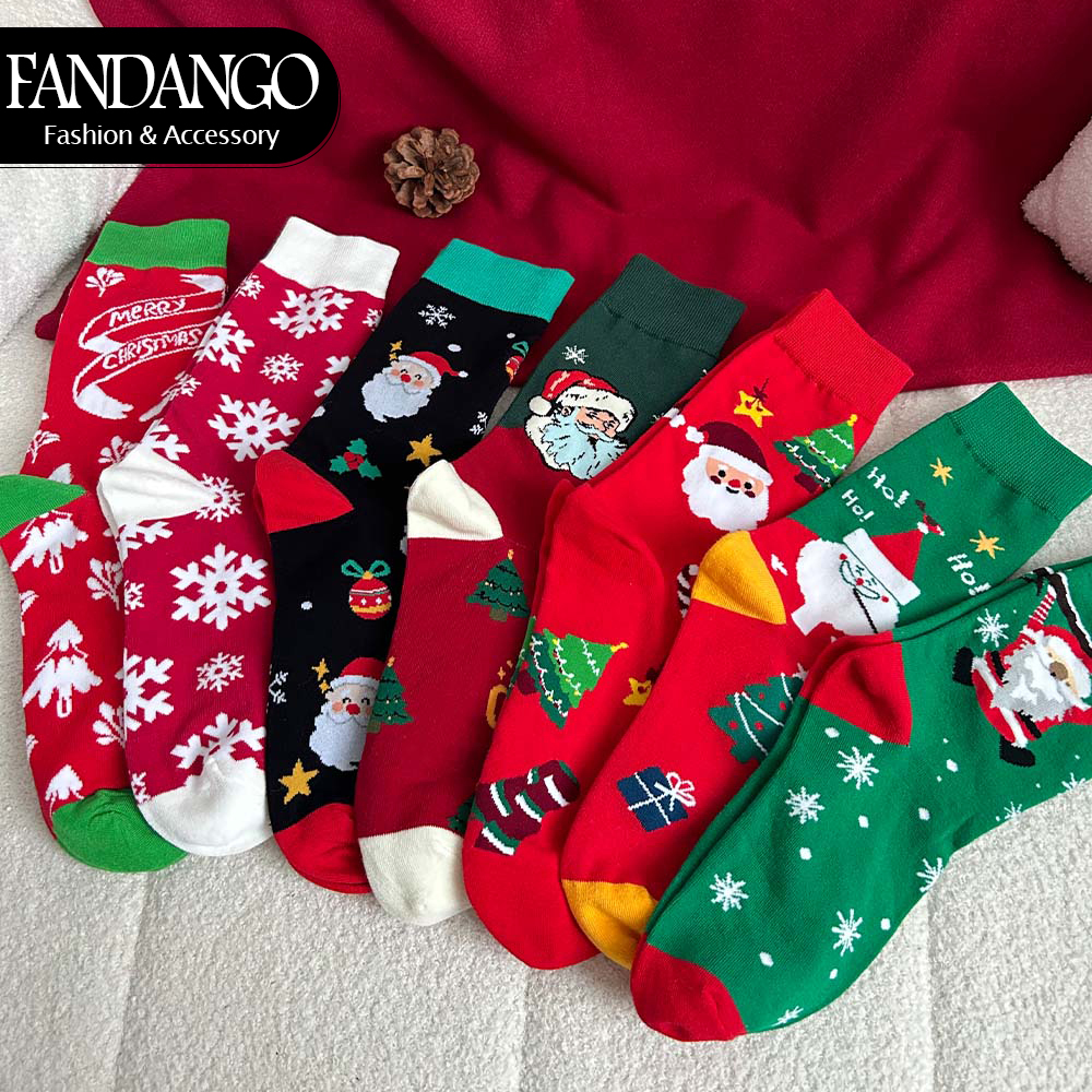 Elk Santa Midtube Cotton Warm Socks Cute Elk Snowman Gift Socks Available In A Variety Of Colors