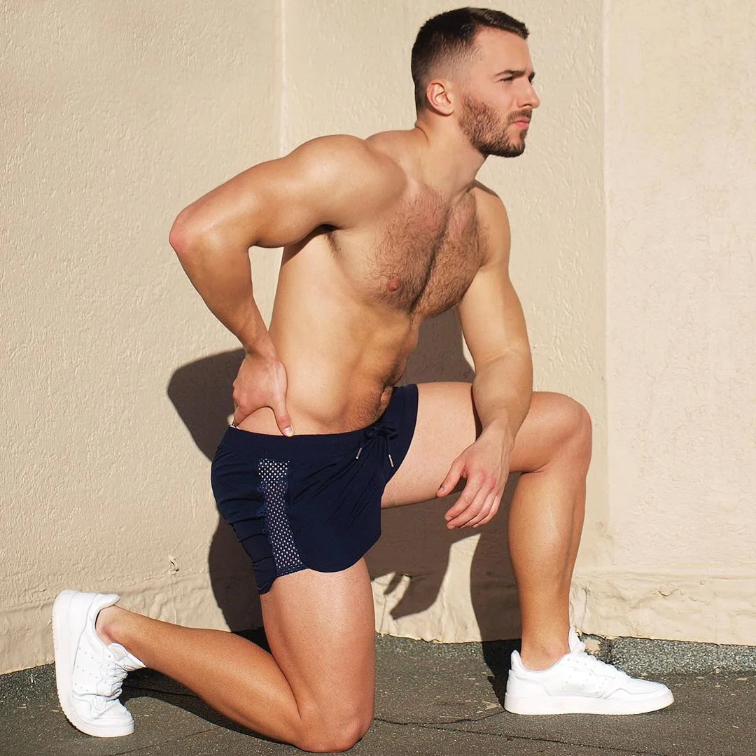 New Men Summer Elastic Mesh Training Sprint Sports Shorts Sport Wear for Man Gym Running Shorts Sexy Basketball Shorts