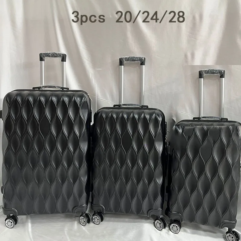 The New ABS Universal Wheel Luggage Case 20/24/28 Inch Three-piece Suit Boarding Suitcase