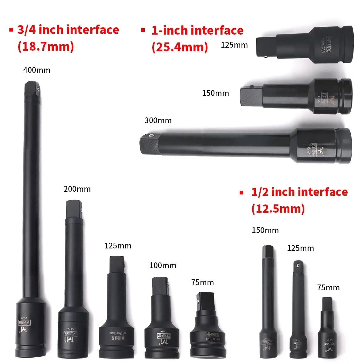 Ratchet wrench extender 1Pc Heavy Duty Long Extension Bar 1/2 3/4 1 Inch 75 125 150 200 300 400mm