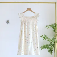 2026 Summer New Women's Nightwear 100% Cotton Crepe Sling Dress Cute Girl Tank Top Dress with Wood Ear Edge Home Fury Ladies - Image 3