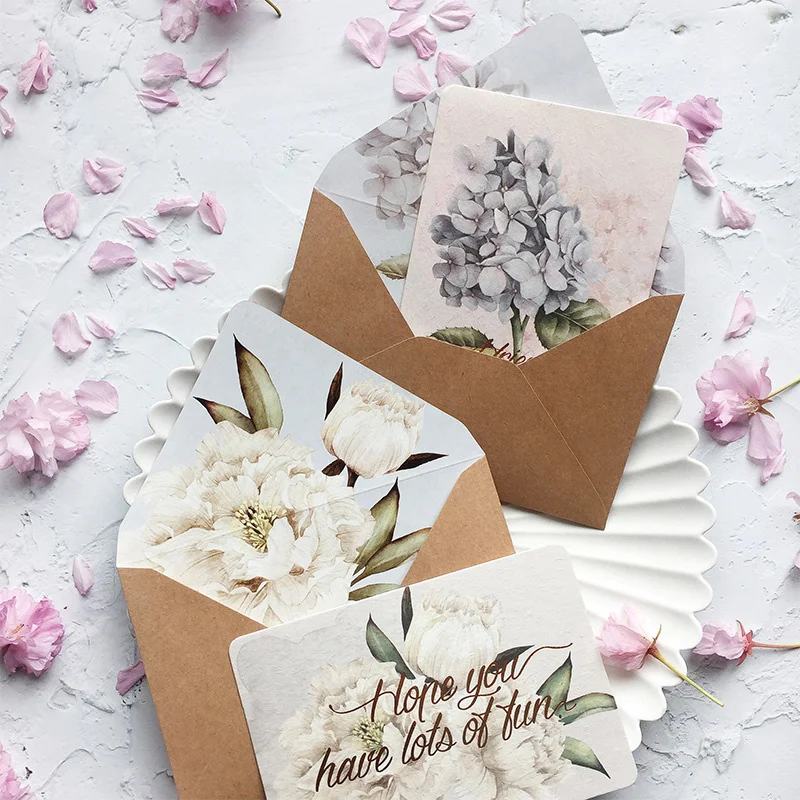 Forro Impresso Padrão de Flor do Convite do Cartão de Casamento Envelope Envelope de Papel Kraft do Vintage Artigos de Papelaria Peças Lote - Imagem 5