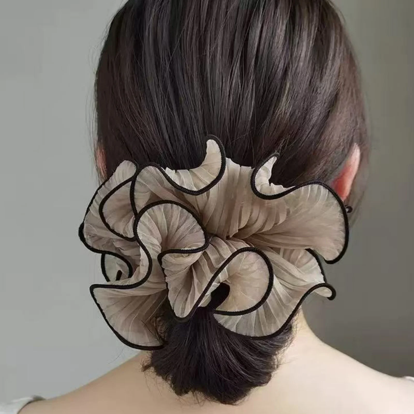 1/4Pcs New Korean Retro Folded Chiffon Oversize Scrunchies Women Sweet Temperament Fashion Exaggerated Hair Band Hair Accessorie