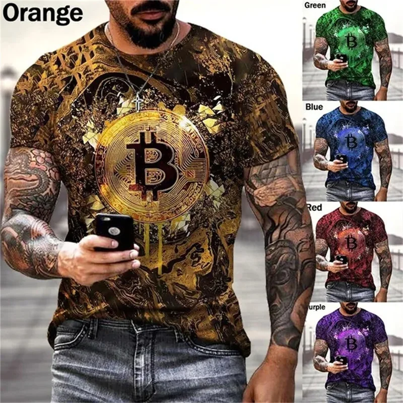 

Bitcoin 3D Printed T-shirt Fashion Casual Cool Tshirt Personality Street Hip-hop Pattern Tshirt Tees Short Sleeve Tops Male Men