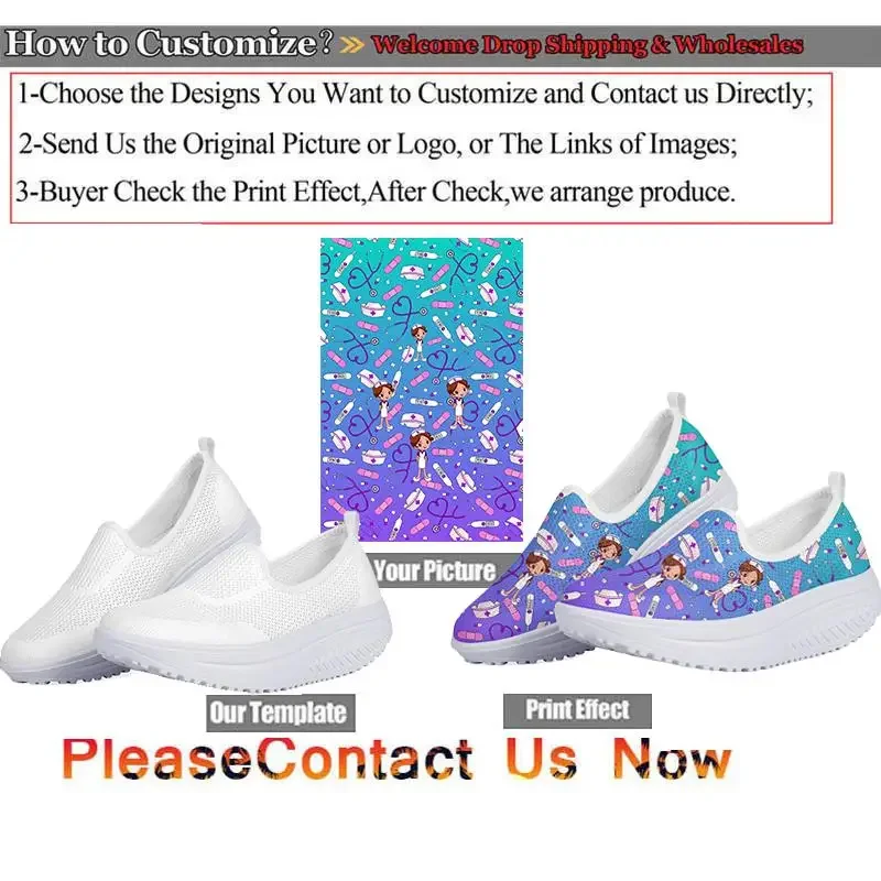 Women's Sneakers Blue Medicine Nurse Prints Platform Toning Wedge Light Weight Zapatillas Sports Shoes For Woman