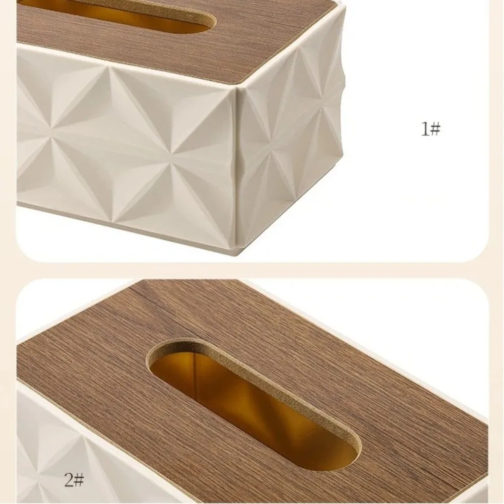 Große Kapazität Wellpappe-Taschentuchbox Desktop-Organizer Platzsparender Serviettenhalter Heimaufbewahrung Deko mit Dickem Massivholzdeckel – Detail 9