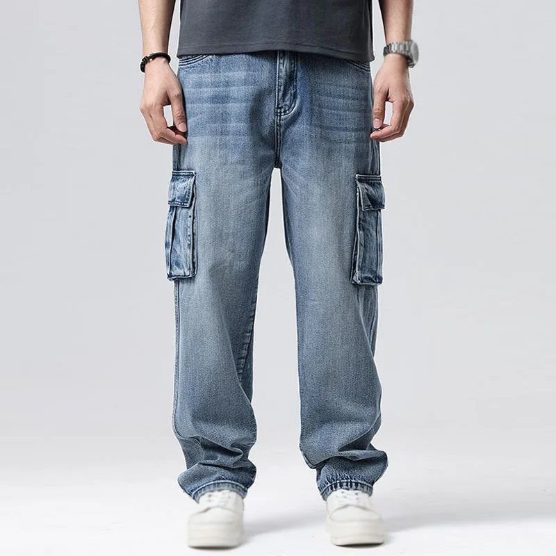Plus Size Hip Hop Trousers Men Vintage Multi-Pocket Cargo Pants Work Mens Jeans 40 42 44 46 4