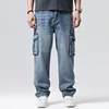 Plus Size Hip Hop Trousers Men Vintage Multi-Pocket Cargo Pants Work Mens Jeans 40 42 44 46 4
