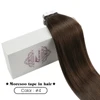 Moresoo Tape in Real Human Hair Extensions #4 Dark Brown Natural Remy Brazilian Hair PU Skin Weft Hair Extensions Tape in 4