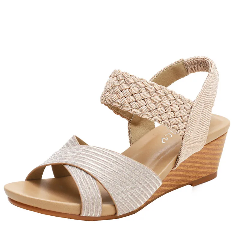 

Bimooth TPR Sole Big Size High Heels Comfortable Fashion PU Slippers Wedges Brand Sandals for Women's Summer Travel Shoes BM014