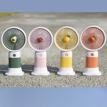 만화 과일 휴대용 선풍기 USB 충전 소형 냉각 팬, 랜야드 데스크탑 냉각 선풍기, 야외 개인 여름