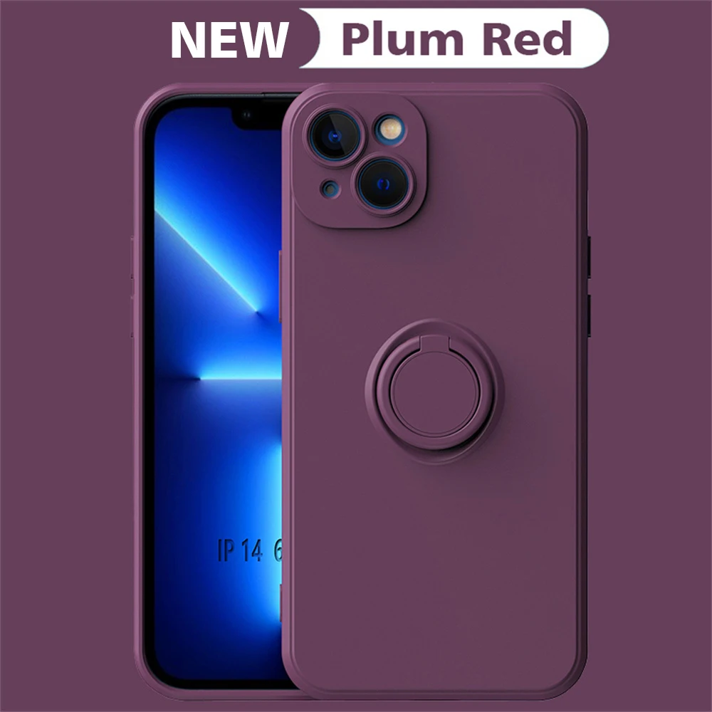 Magnetic Ring Holder Liquid Silicone Phone Case Cover