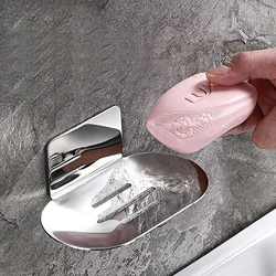 High Quality Soap Rack Self Adhesive Bath Soap Dish Box Bathroom Supplies Organizers Storage Plate Tray Holder Wall Mounted