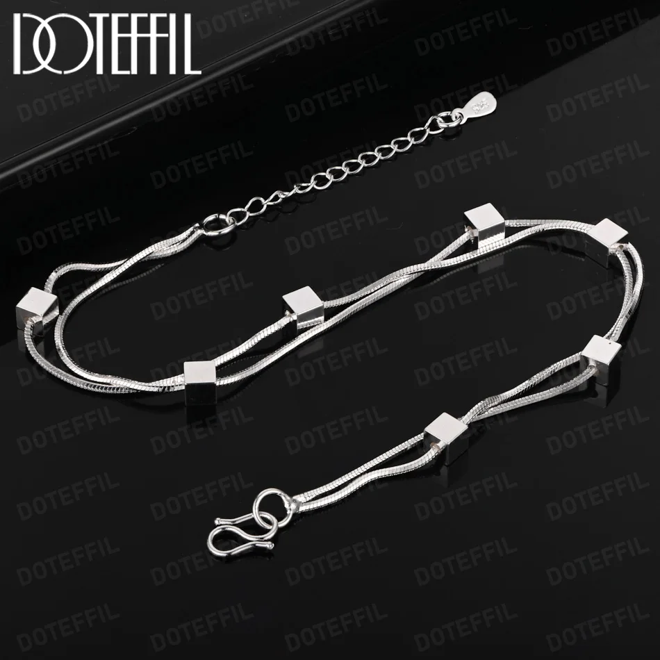 Auténtica Pulsera De Plata De Ley 925, Caja De Cinco Tréboles, Pulseras