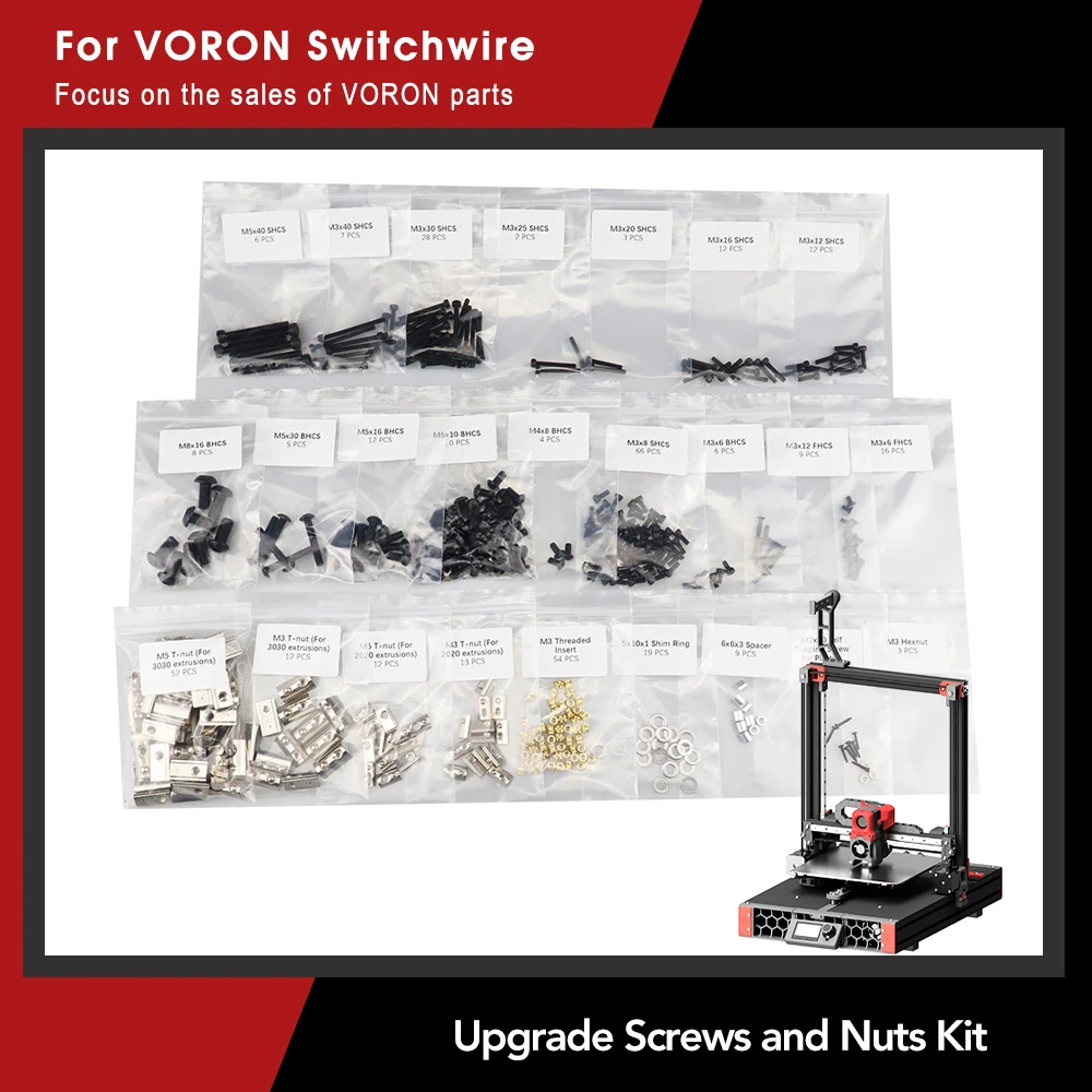 Atualização Kit Parafusos e Porcas para Impressora 3d Fixadores de Projeto Faça Você Mesmo Parafusos e Porcas Peças Voron Switchwire