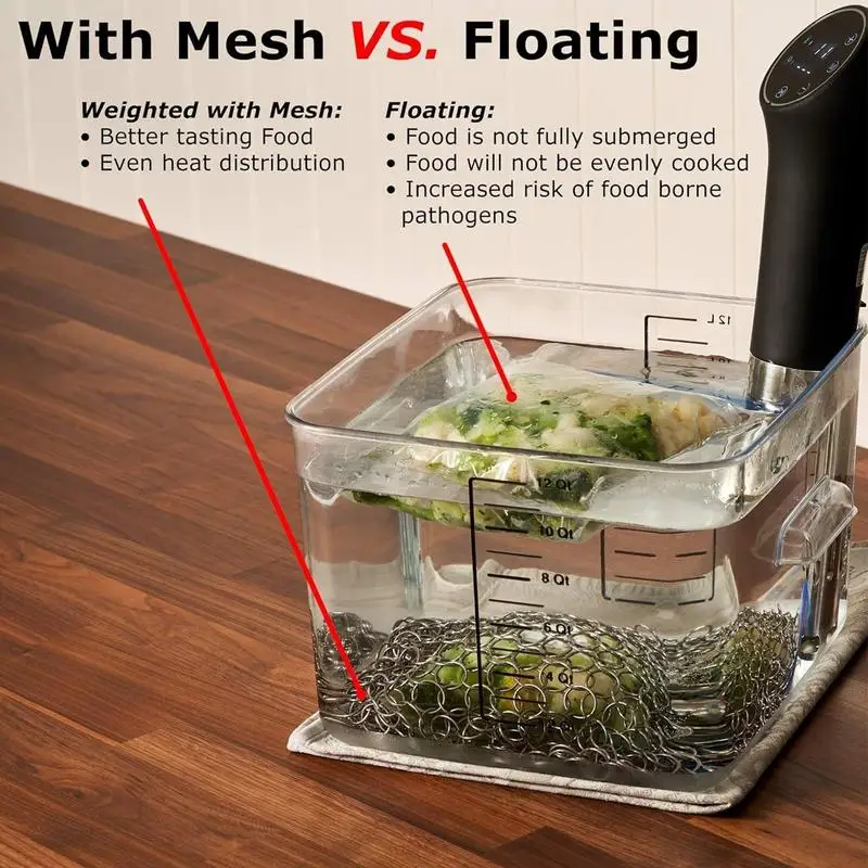 Sous Vide Weight Mesh Stainless Steel Weight Net Full Submersion Cooking Mesh Net For Healthy Meals Sous Vide Accessories