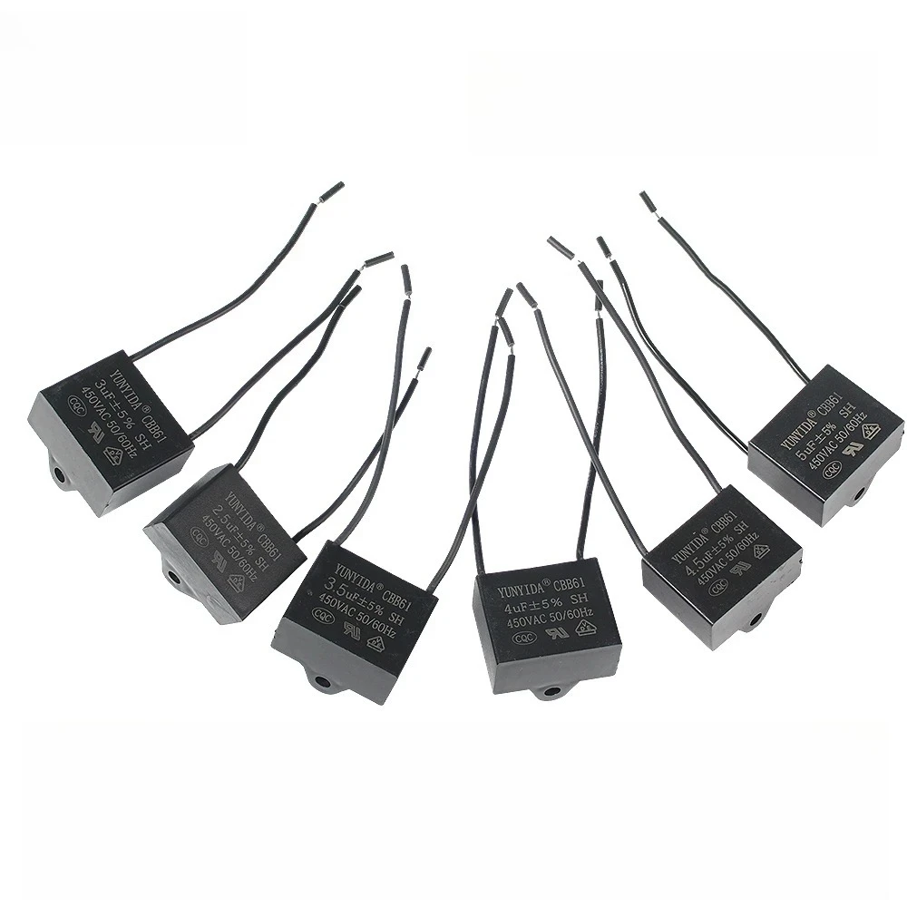 1/5PCS CBB61 Capacitors 450V Fan Starting Capacitors 0.8-10UF Run Capacitors CBB for Fan Motors Electrical Equipment