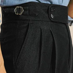 Pantalon Homme Italian High Waist Pant Business Versatile Draped Trousers Gentlemen Office Trousers Men 2023Dress Pant Men Black