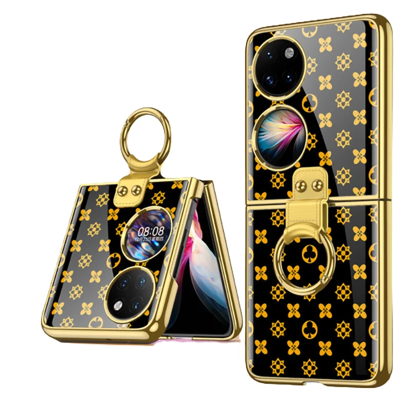 

For HUAWEI P50 Pocket Case With Ring Stand Foldable Cover For Huawei P50 Pocket Flip Case Shockproof Fundas Cellphone Coque
