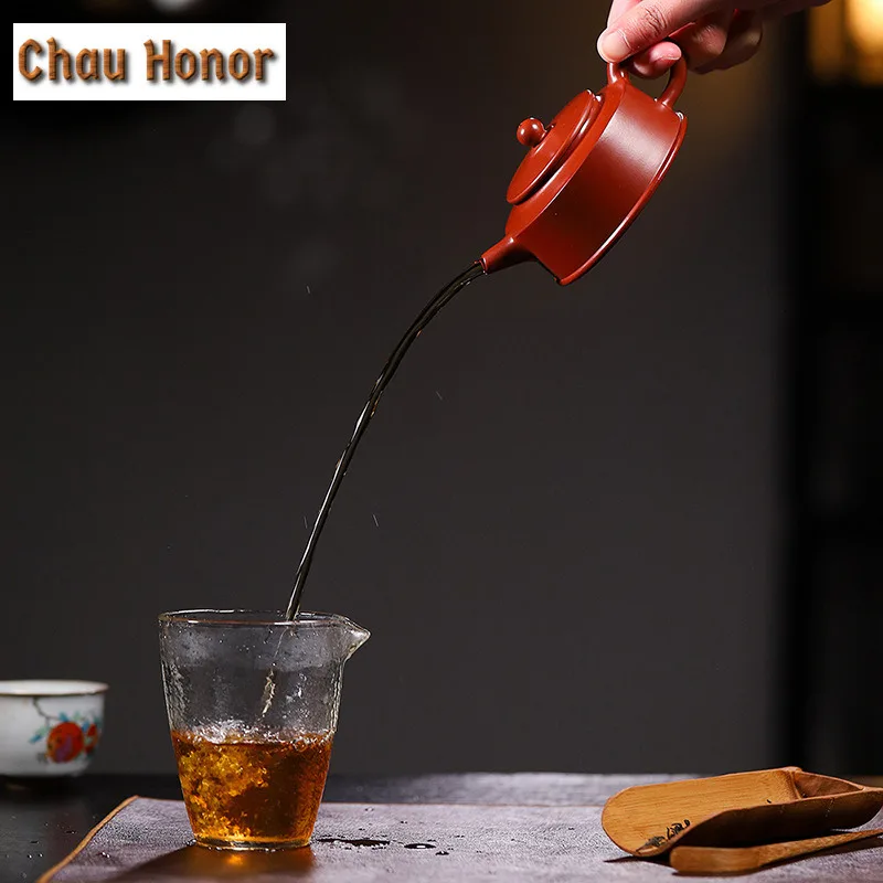 140ml Exquisite Yixing Purple Clay Teapot Handmade Well Bar Pot Raw Ore Dahongpao Mud Kettle With Infuser Zisha Teaset Drinkware