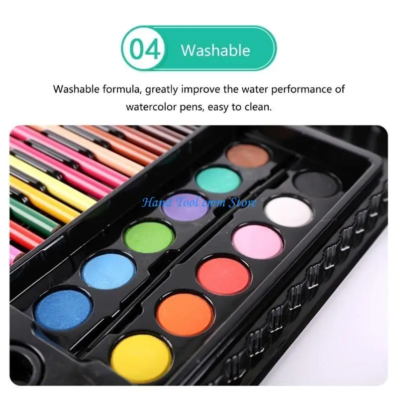 H37F 150Pcs 아트 세트 휴대용 드로잉 그림 미술 용품 ??선물 어린이 청소년 색칠