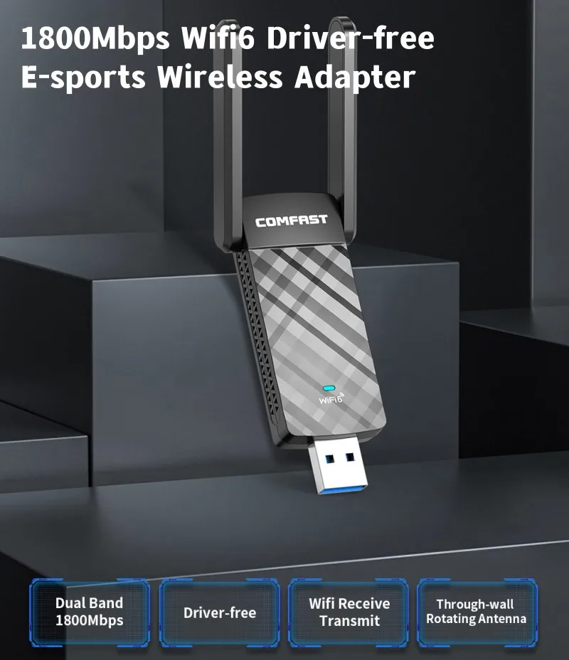 Adaptateur Wifi 6 USB 1800Mbps 5G/2.4Ghz, Dongle USB 3.0, carte réseau sans  fil 802.11ax, pour windows 10/11, pilote gratuit - AliExpress