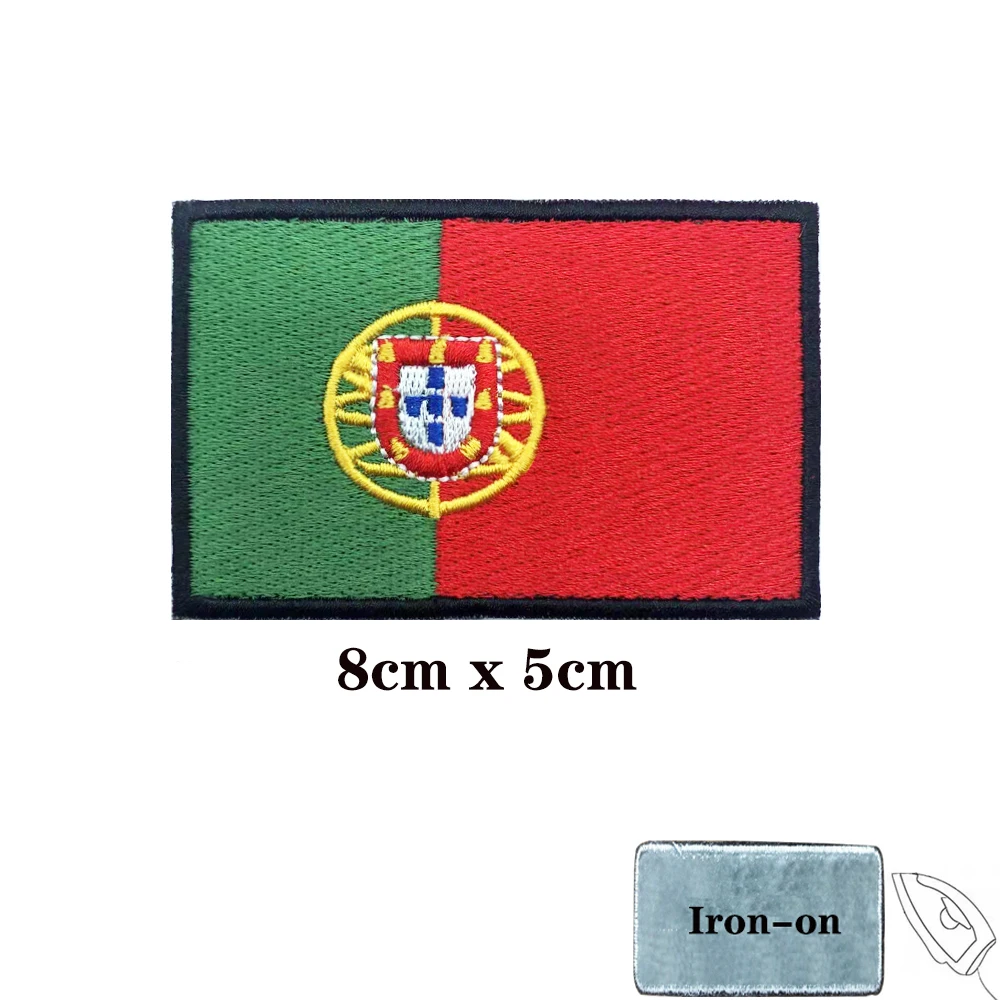 Portuguese flag Portugal Patches Armband Embroidered Patch Hook & Loop Iron On Embroidery  Badge Military Stripe