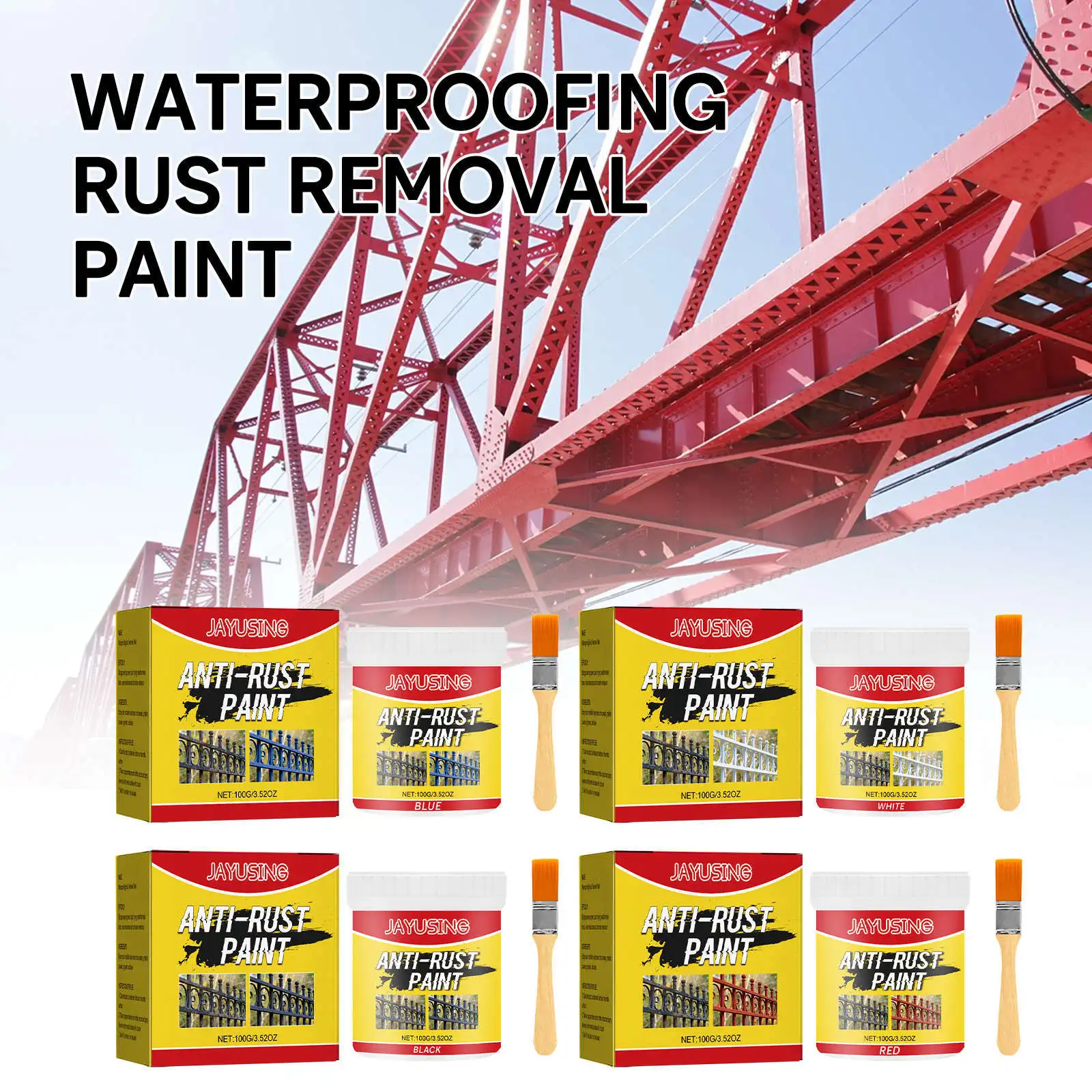 

100/300/500g Multi-purpose Metal Rust Remover Paint Anti-rust Paint Primer Rust Conversion Agent Metal Renovation 4 Colors