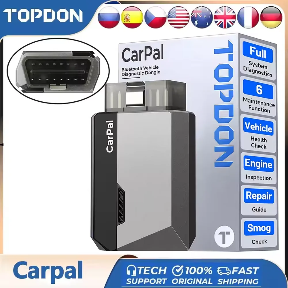 TOPDON Carpal OBD2 Scanner for Car All System Diagnostic Tool Vehicle Health Check Smog Check Battery Test IOS Android BT 5.0