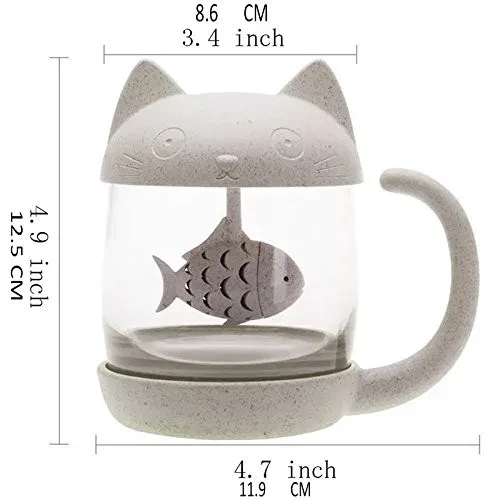 Cute Cat Tea mug Ceramic with Infuser – acacuss