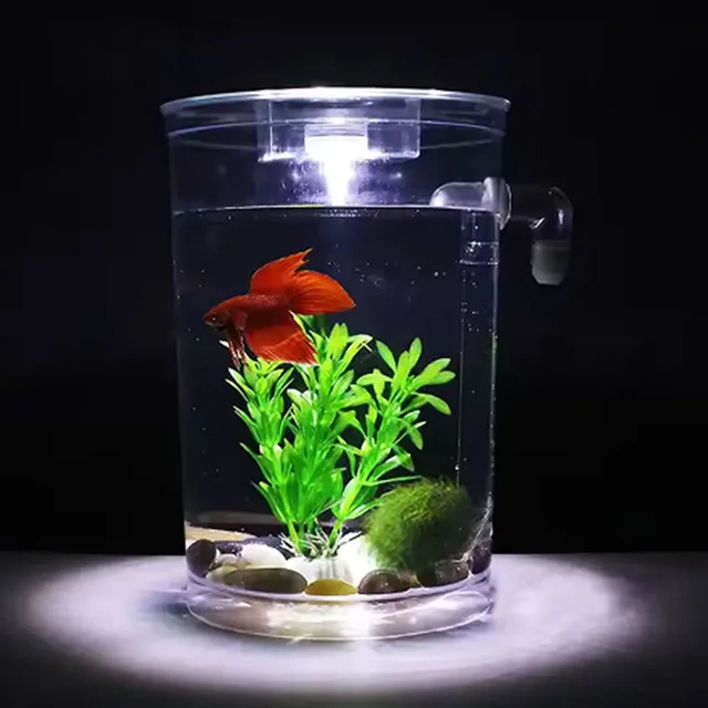 Desktop Self-Cleaning Fish Tank Transparent Small Goldfish Aquarium Mini Ecological Fish Tank Transparent Ecological Fish Tank 2