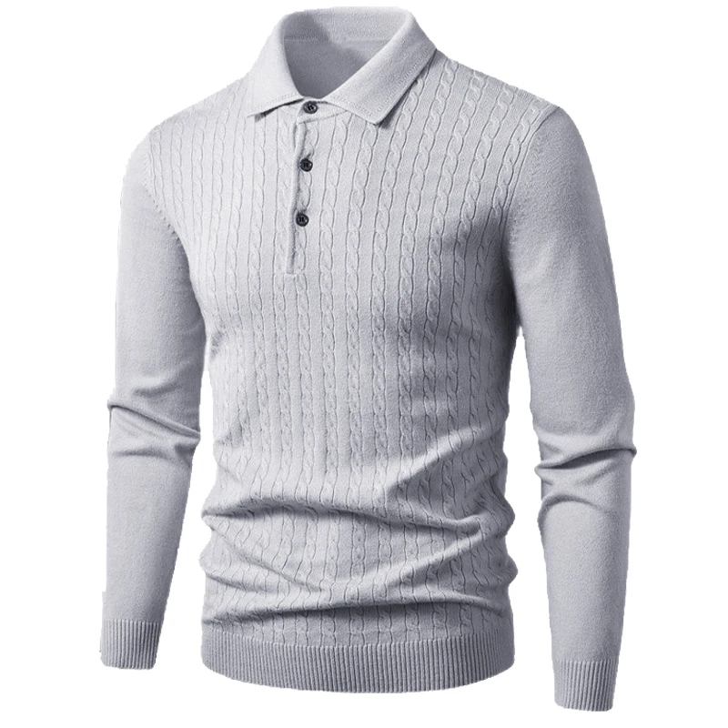 Animal Game Outdoor Mens Polo Sweater V Neck Long Knitwear Button Ribbed Casual Dress Pullover Sweaters Cold Blouse Lapel Tops