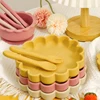 4PCS Silicone Baby Tableware Set Lion Shape Plate Bowl Soft Spoon Fork Feeding Trianing Baby Dining Plate Suction Baby Dishes 2