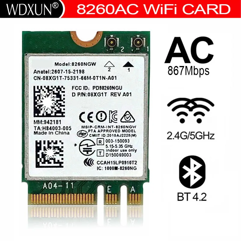 Wireless-AC 8260 8260NGW 8260ac NGFF M.2 Dual Band Card 802.11a/b