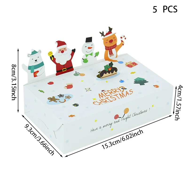 5pcs Christmas Paper Candy Box Cartoon Cookie Snack Gift Packaging Boxes New Year Christmas Party Decorations Noel Navidad 2024 images - 6