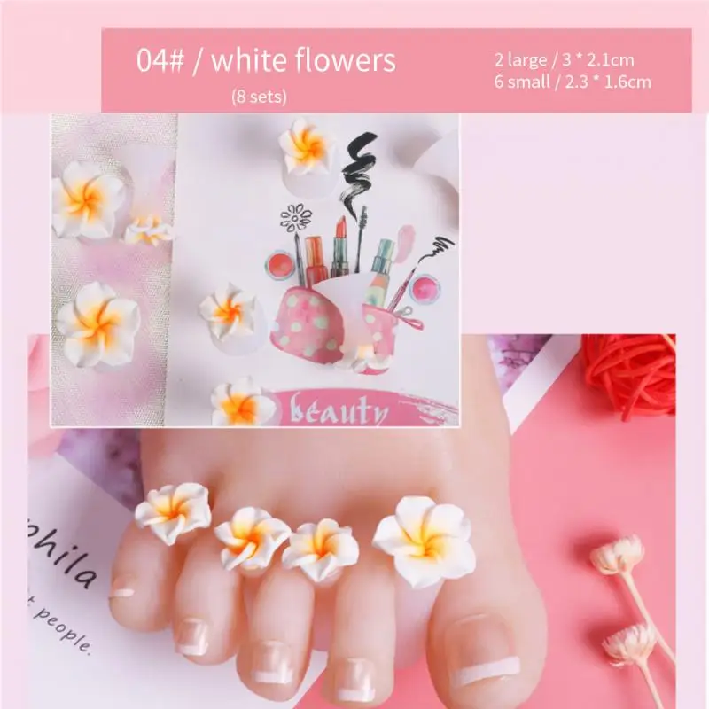 8 Pcs Soft Silicone Toe Separator Foot Finger Divider Form Manicure Pedicure Care Nail Art Tool Flower Holder Accessory nail art tools toe separators toe spreader finger toe separator