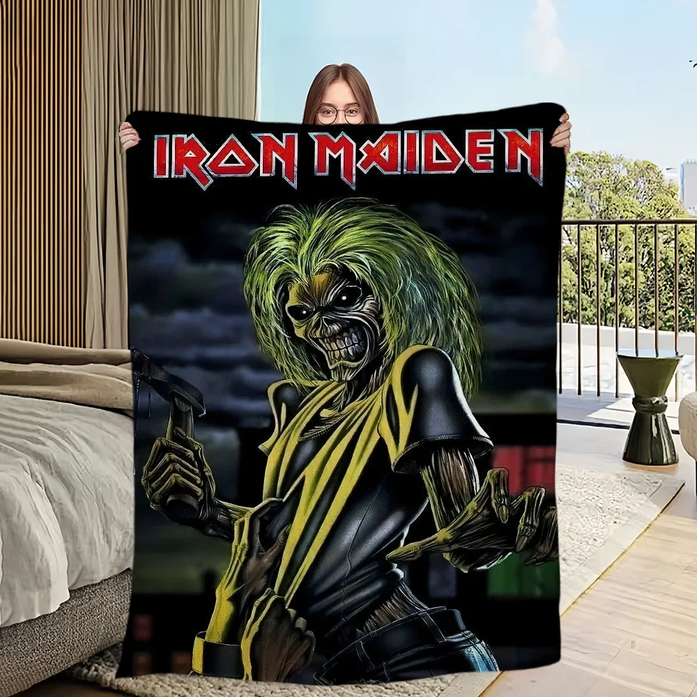 VIKAMA Iron Maiden Band Album Muster Decke Skelett Teufel Flamme Schwarze Wolken Weich Hautfreundlich Nicht verschützend Themenraum – Detail 1