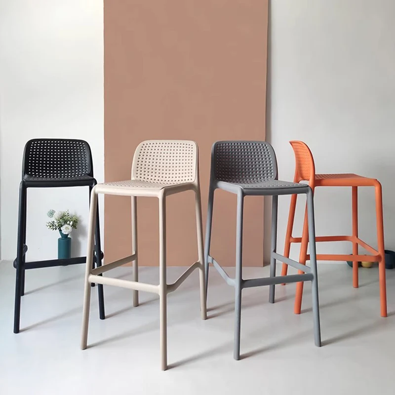HighBackOutdoorBarChairModernPlasticNordicKitchenBarChair