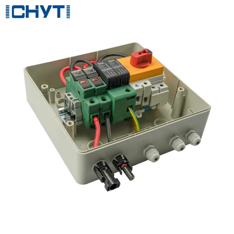 Waterproof Outdoor Surface Mounted 1-in-1-out 1000V IP65 Solar PV Surge Lightning Protection DC Distribution Box Combiner Box