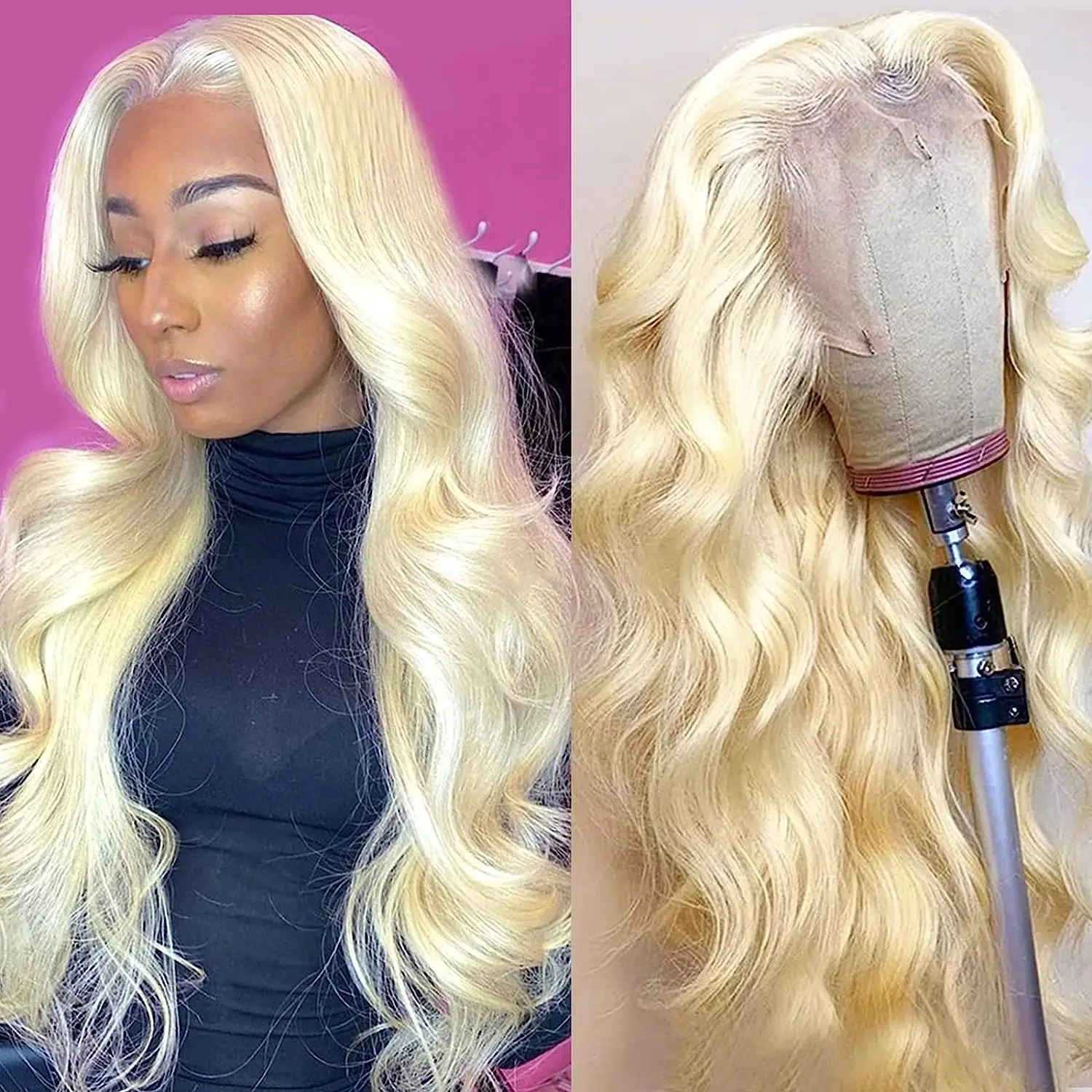 

Blonde Lace Frontal Wig 100% Human Hair Wigs With Baby Hair Pre Plucked Bleached Knots Remy 613 Lace Frontal Wig Human Hair