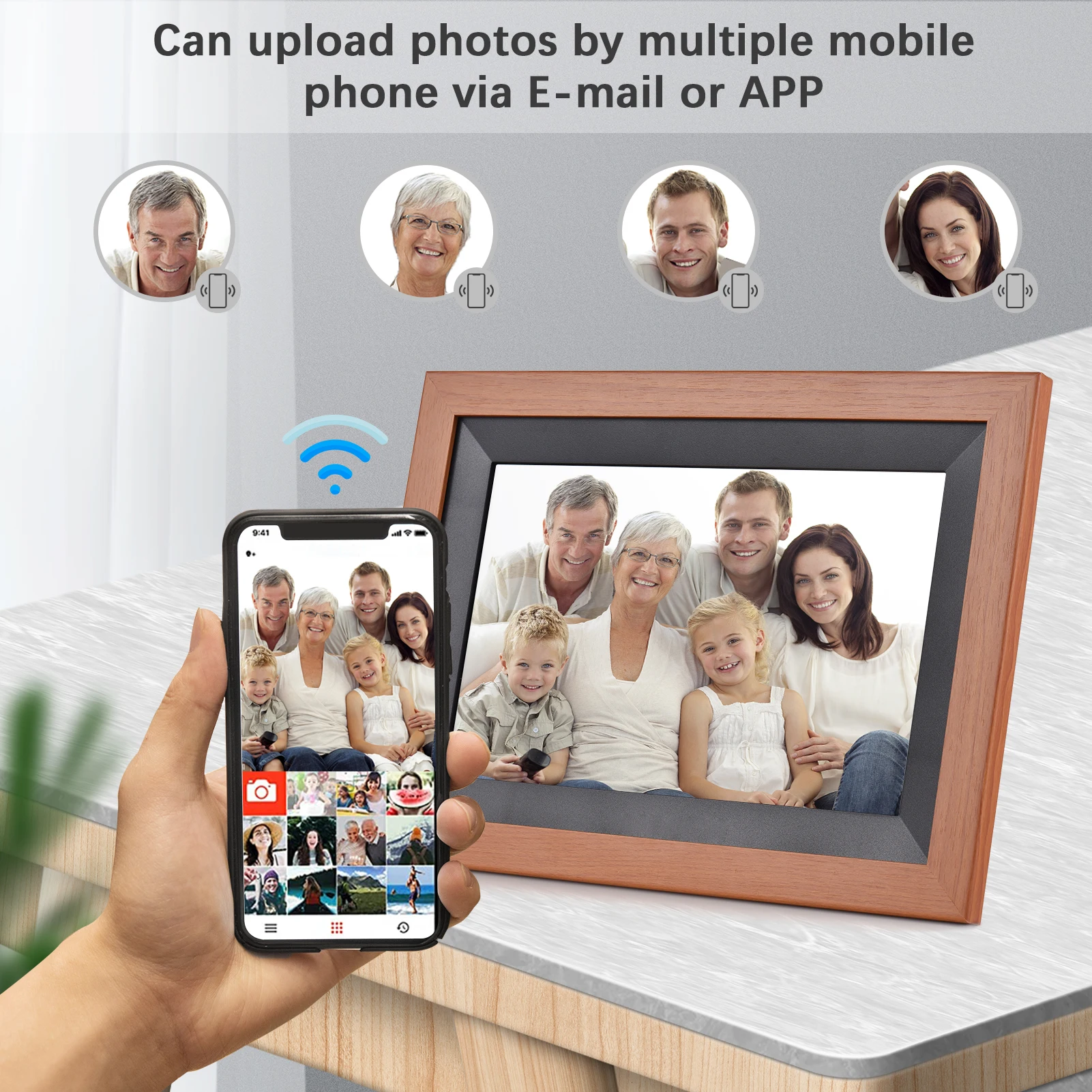 Andoer 10.1 Inch WiFi Digital Photo Frame Cloud Digital Picture Frame 1280*800 IPS Screen Touch Control 16GB Storage