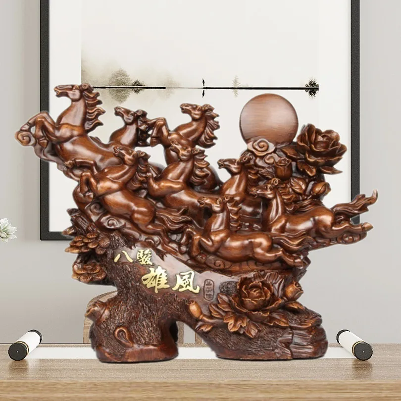Traditional Eight Horse Sculpture, Fengshui Lucky Statue