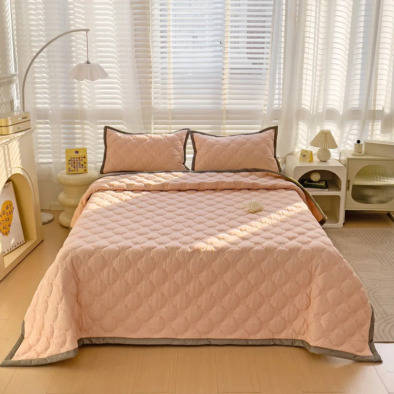 Bedspread Bed Linen Bedsheet Home Blanket Bed Cover Quilted Plaid Style Thickened Skin-friendly (Pillowcase Need Order)