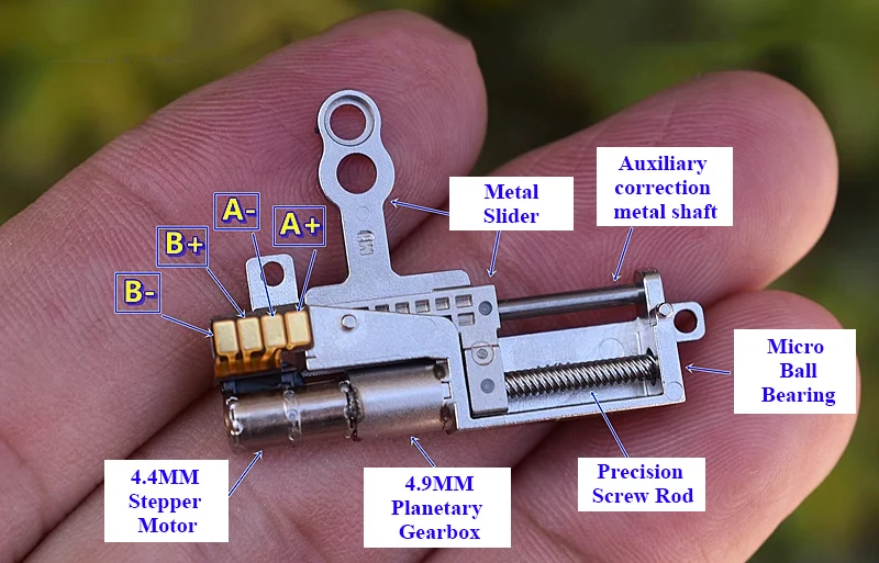 Description Picture 3 of itemMicro Tiny 5mm Precision Planetary Gearbox Gear Stepper Motor 2-Phase 4-Wire Stepping Motor Linear Screw Metal Slider Moving Nut