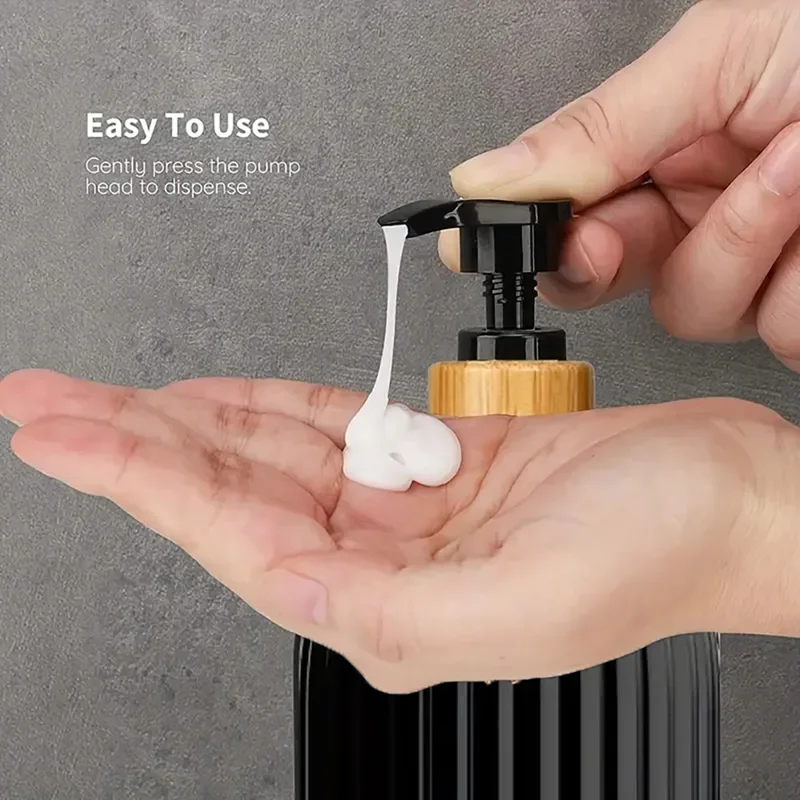 500ml Strip Soap Dispenser Bamboo Pump Refillable Shampoo Liquid Conditioner Bottle Home Bathroom Accessories