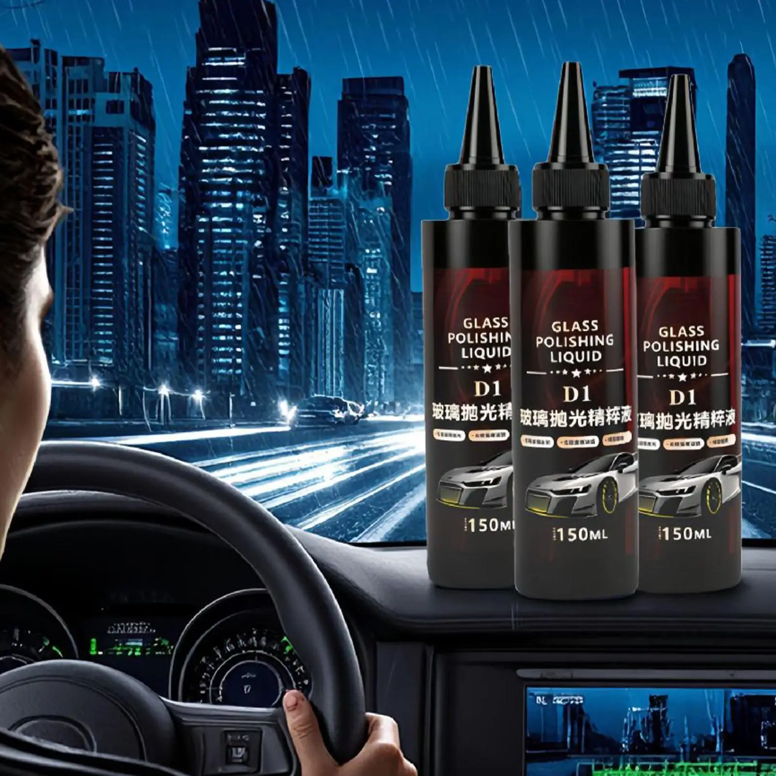 1pc Glass Car Polish Liquid Window Compound Oil Film Remover High Gloss Shine Cleaner Detailing Supplies For Automotive Truck RV