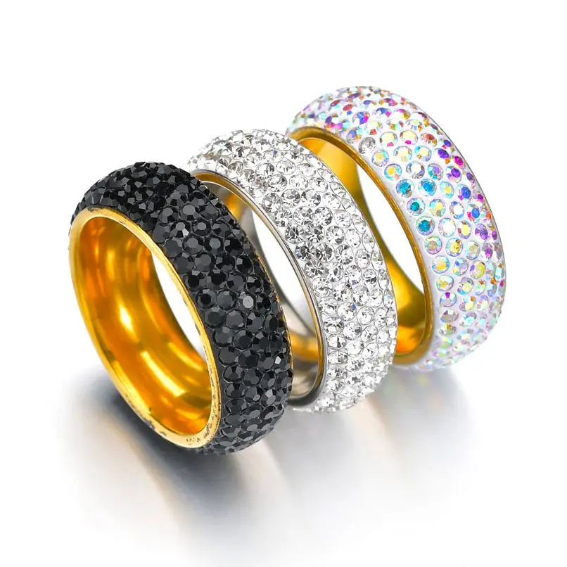 Wedding Rings For Women Black Crystal Engagement Design White Elegant Rings