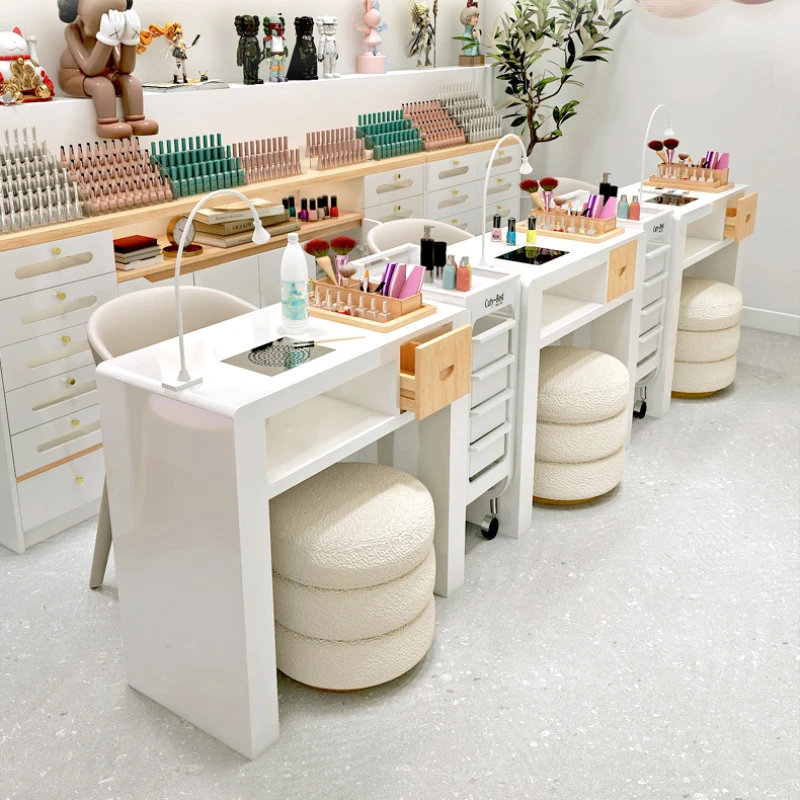 Kawaii Workstation Nail Desk Organizer Drawer Designer Modern Nail Table Storage Aesthetic Stolik Do Paznokci Manicure Furniture