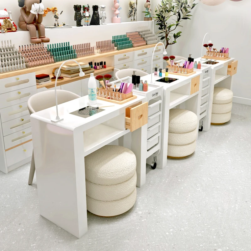 Kawaii Workstation Nail Desk Organizer Cassetto Designer Modern Nail Table Storage Estetica Stolik Do Paznokci Mobili Per Manicure