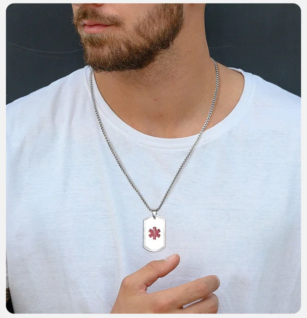 Collana Uomo Con Capsula Medica - Acciaio Inox, Allerta Medica, Design Moderno - Foto 5
